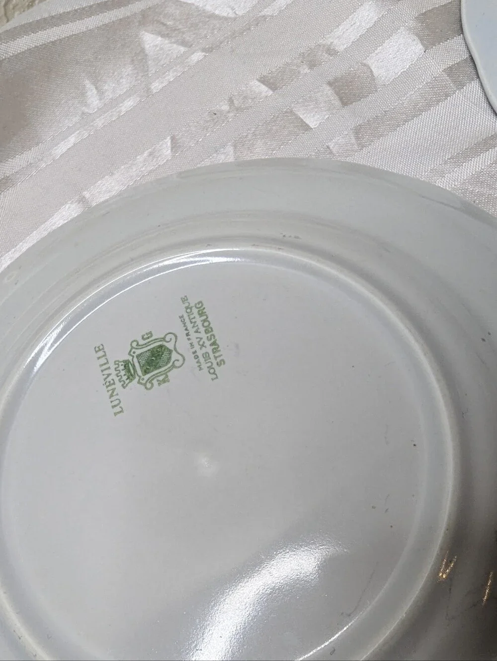 K&G Luneville Old Strasbourg Plates France Antique Off White Pink Floral Cottage